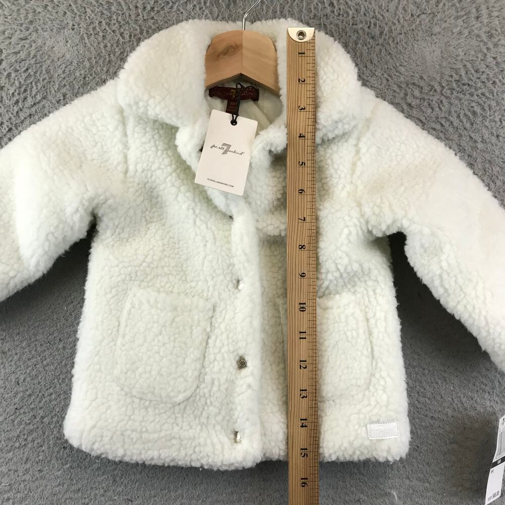 New 7 For All Man‎ Kind Baby’s Sherpa Button Up Jacket White Sz 18M - Picture 6 of 11